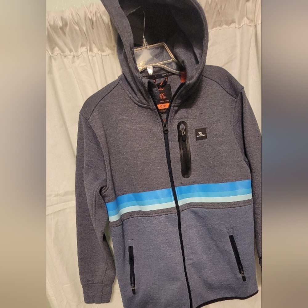 Rip Curl Anti Series Departed Hooded Full Zip Sweat Jacket Youth 12 Fleece Lined